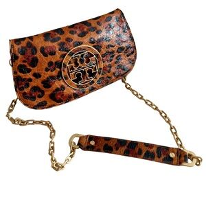 Tory Burch Leopard Embossed Leather Chain Crossbody Bag